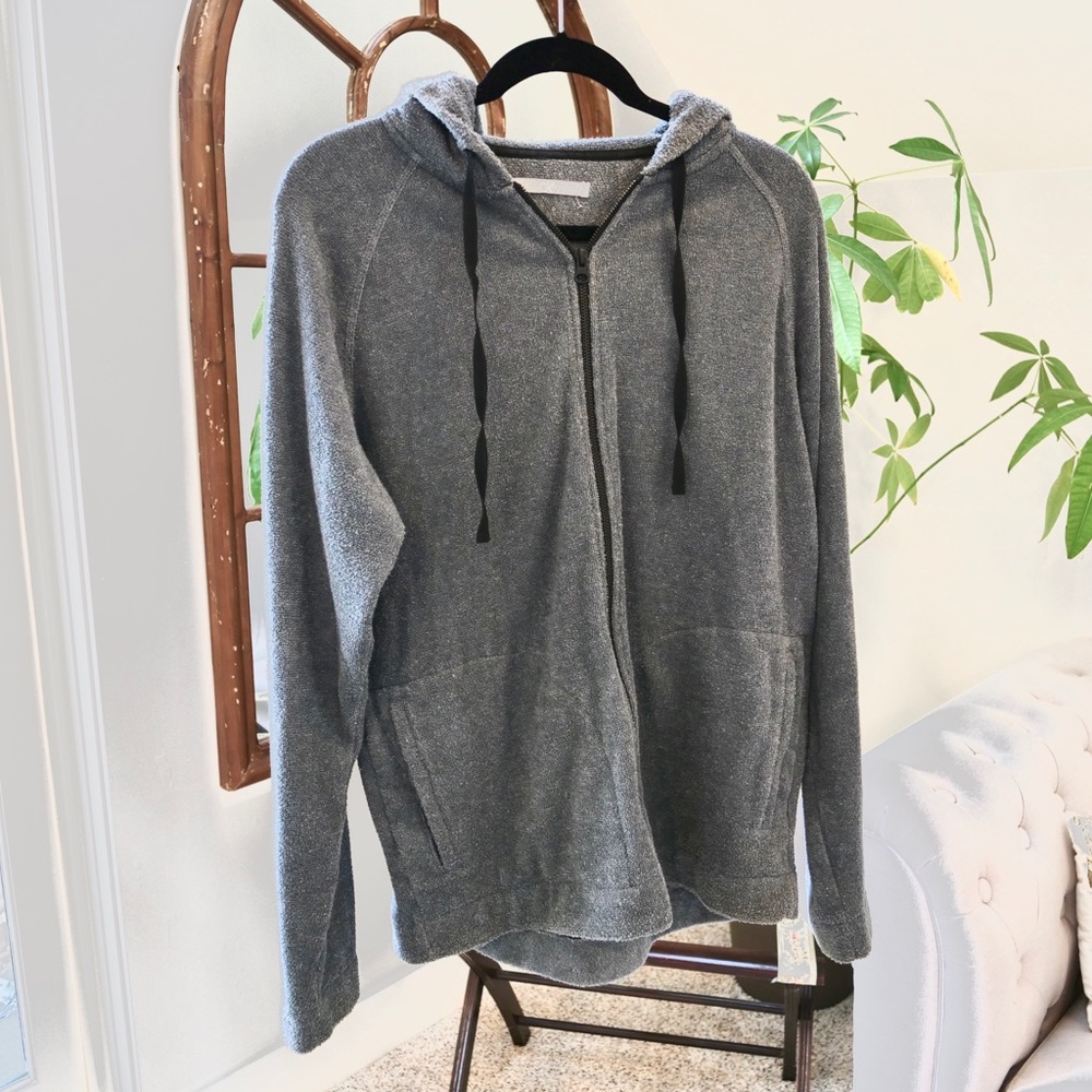 OUTERKNOWN Grey hooded zip-up sweater SZ Med